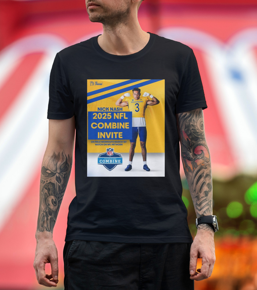 Nick Nash San José State Spartans 2025 NFL Combine Invite On Field Workouts March 1st NFL Network T-Shirt