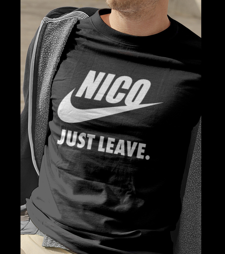 Nico Just Leave Swoosh Parody T-Shirt