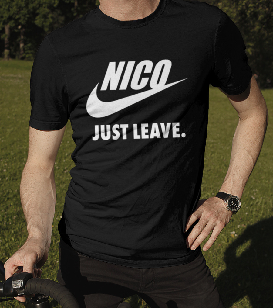 Nico Just Leave Swoosh Parody T-Shirt
