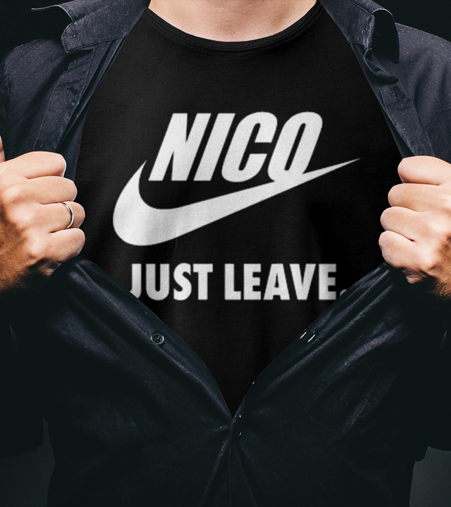 Nico Just Leave Swoosh Parody T-Shirt