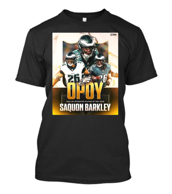 Philadelphia Eagles Saquon Barkley AP OPOY 2024 Offensive Player Of The Year NFL على FOX T-Shirt
