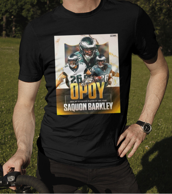 Philadelphia Eagles Saquon Barkley AP OPOY 2024 Offensive Player Of The Year NFL على FOX T-Shirt