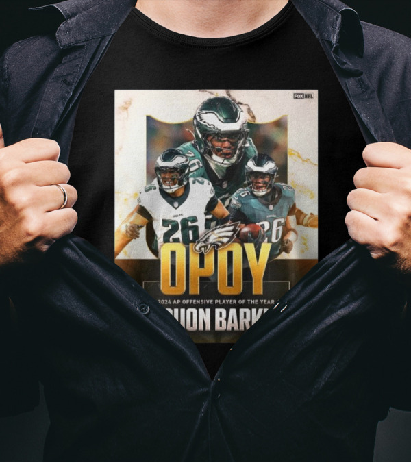 Philadelphia Eagles Saquon Barkley AP OPOY 2024 Offensive Player Of The Year NFL على FOX T-Shirt