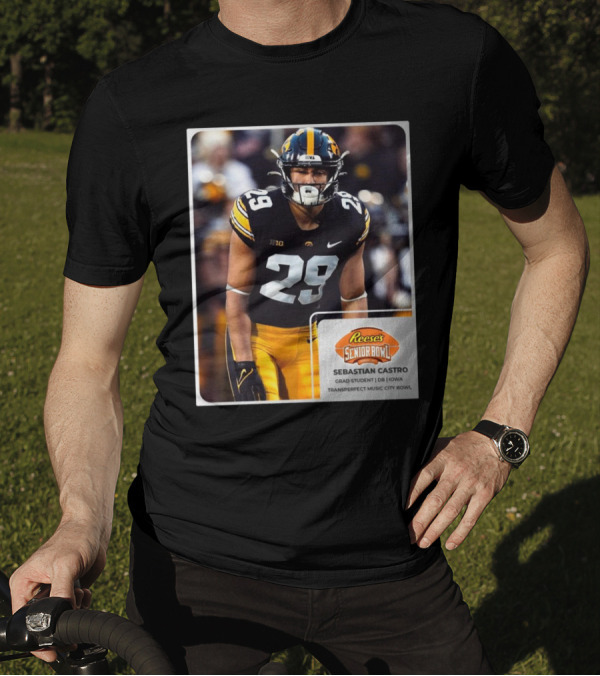 Reese's Senior Bowl Sebastian Castro Grad Student DB Iowa Transperfect Music City Bowl T-Shirt