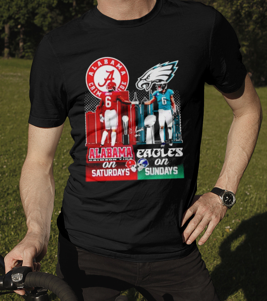 Alabama Crimson Tide Saturdays And Philadelphia Eagles Sundays Smith T-Shirt