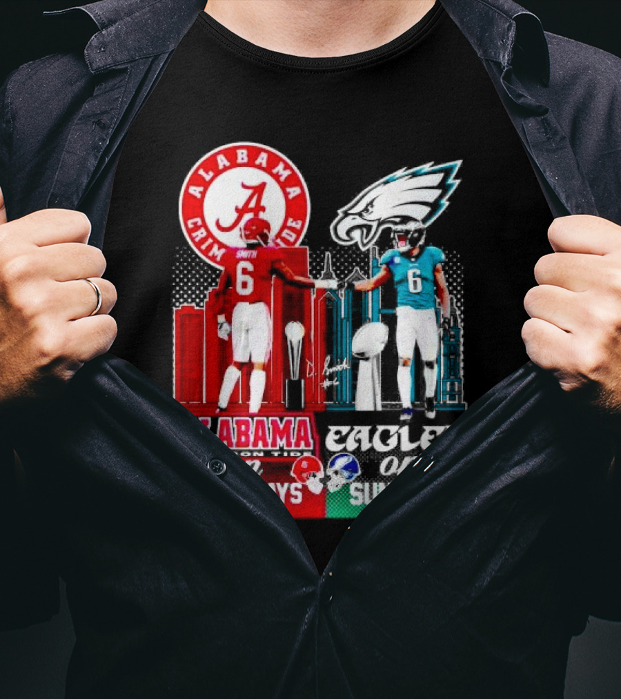 Alabama Crimson Tide Saturdays And Philadelphia Eagles Sundays Smith T-Shirt