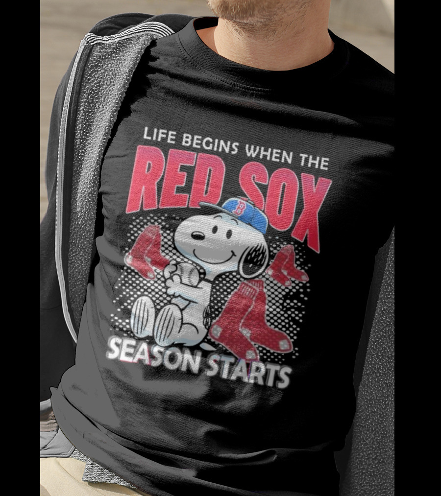 Snoopy Life Begins When The Red Sox Season Starts T-Shirt