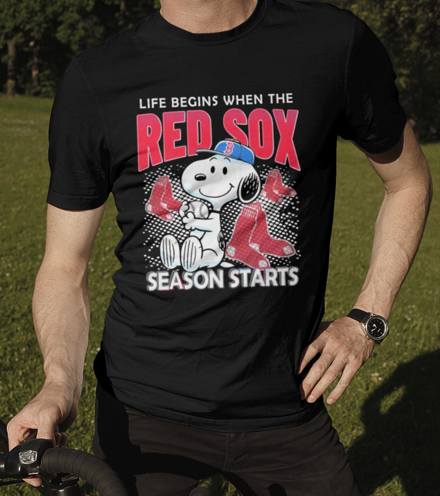 Snoopy Life Begins When The Red Sox Season Starts T-Shirt