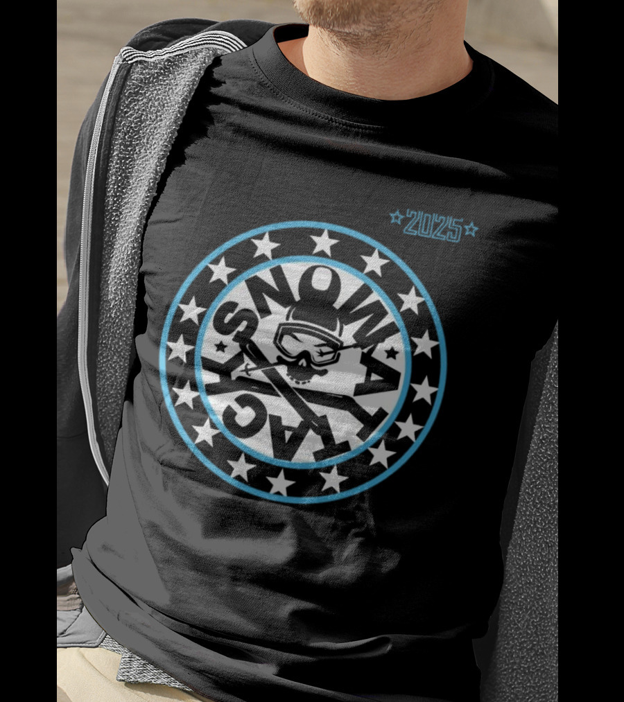 Snowattack Festival 2025 Skull Goggles And Crossed Skis Star Circle T-Shirt