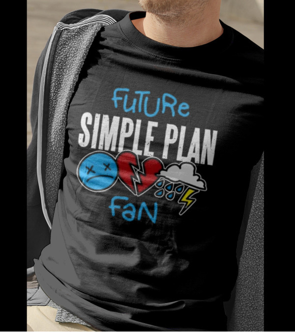 Future Simple Plan Fan With Emojis Of Heart And Lightning Cloud T-Shirt
