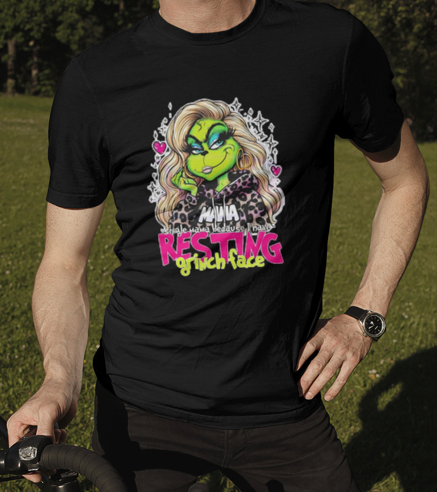 Single Mama Resting Grinch Face With Blonde Hair And Hearts T-Shirt