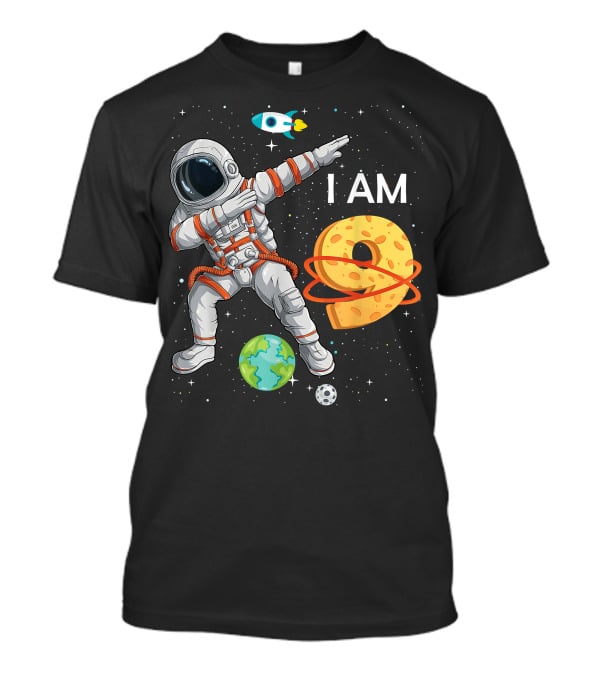 I Am 9 Years Old Birthday Boy Astronaut Space 9th B-Day T-Shirt