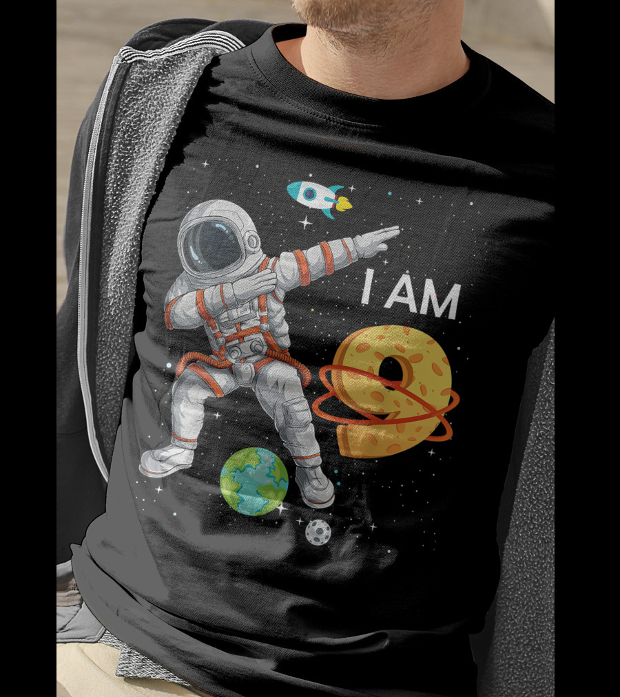 I Am 9 Years Old Birthday Boy Astronaut Space 9th B-Day T-Shirt