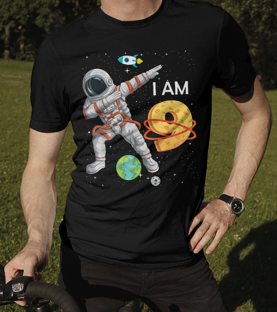 I Am 9 Years Old Birthday Boy Astronaut Space 9th B-Day T-Shirt