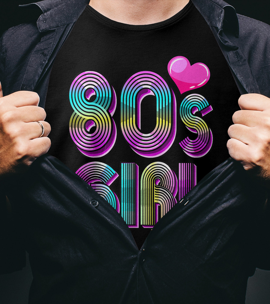 80's Girl Birthday Party Costume Vintage Heart Design Women T-Shirt