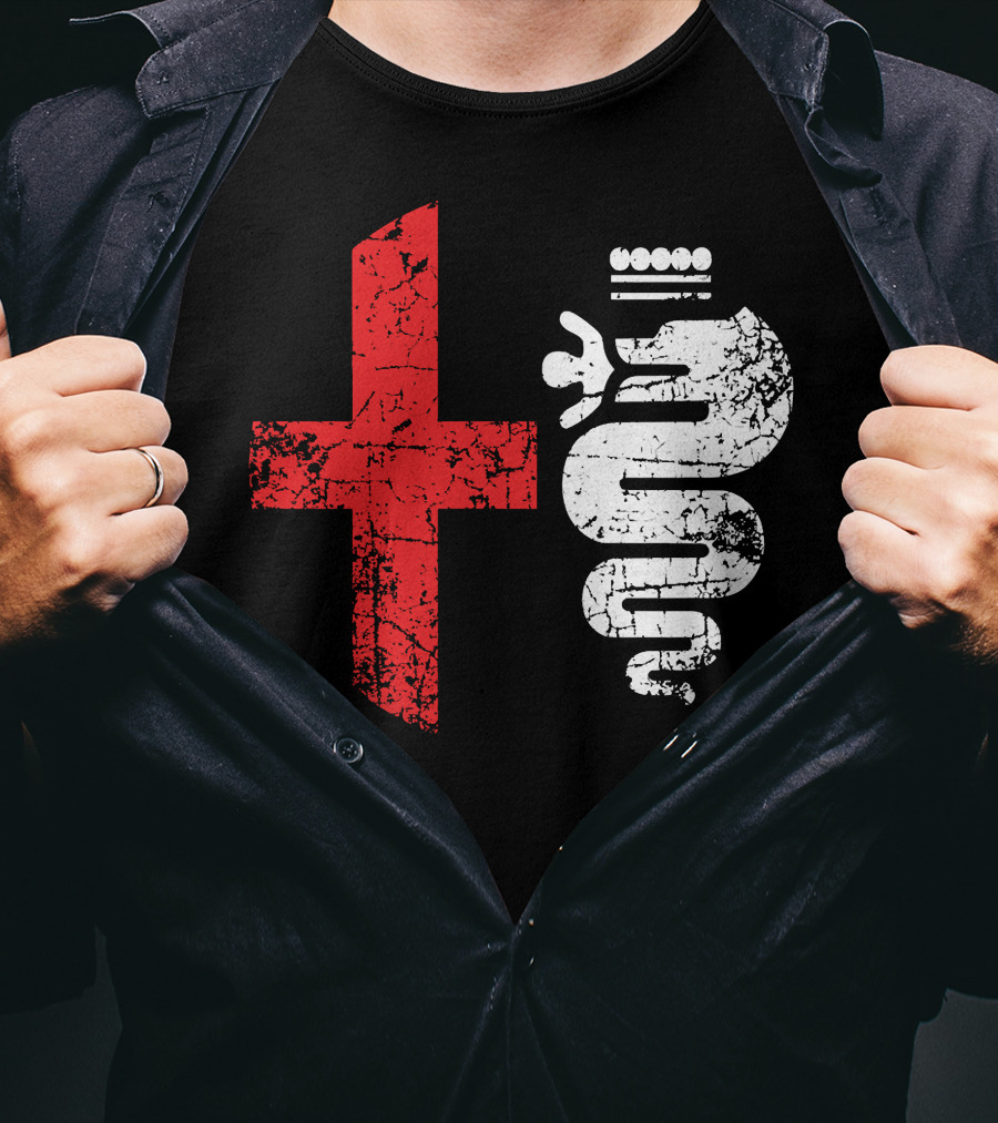 Alfa Car Drivers Stylish Grunge Red Cross Serpent T-Shirt