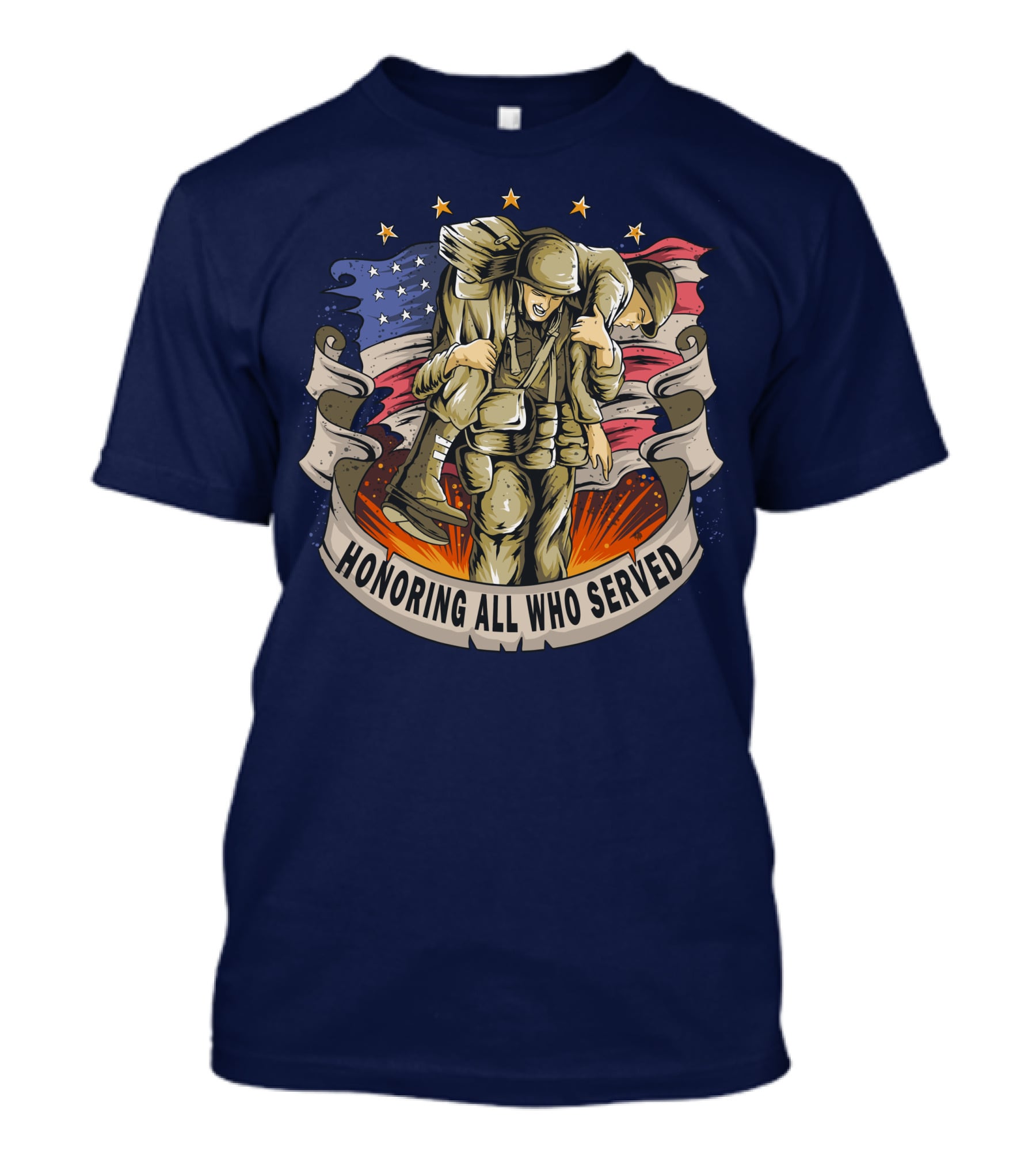Honoring All Who Served American Army Veterans Holding Friends T-Shirt