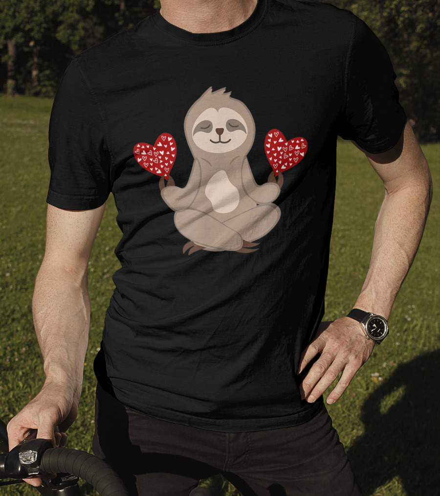 Love Sloth Meditation Valentines Day Heart Animal Vintage T-Shirt