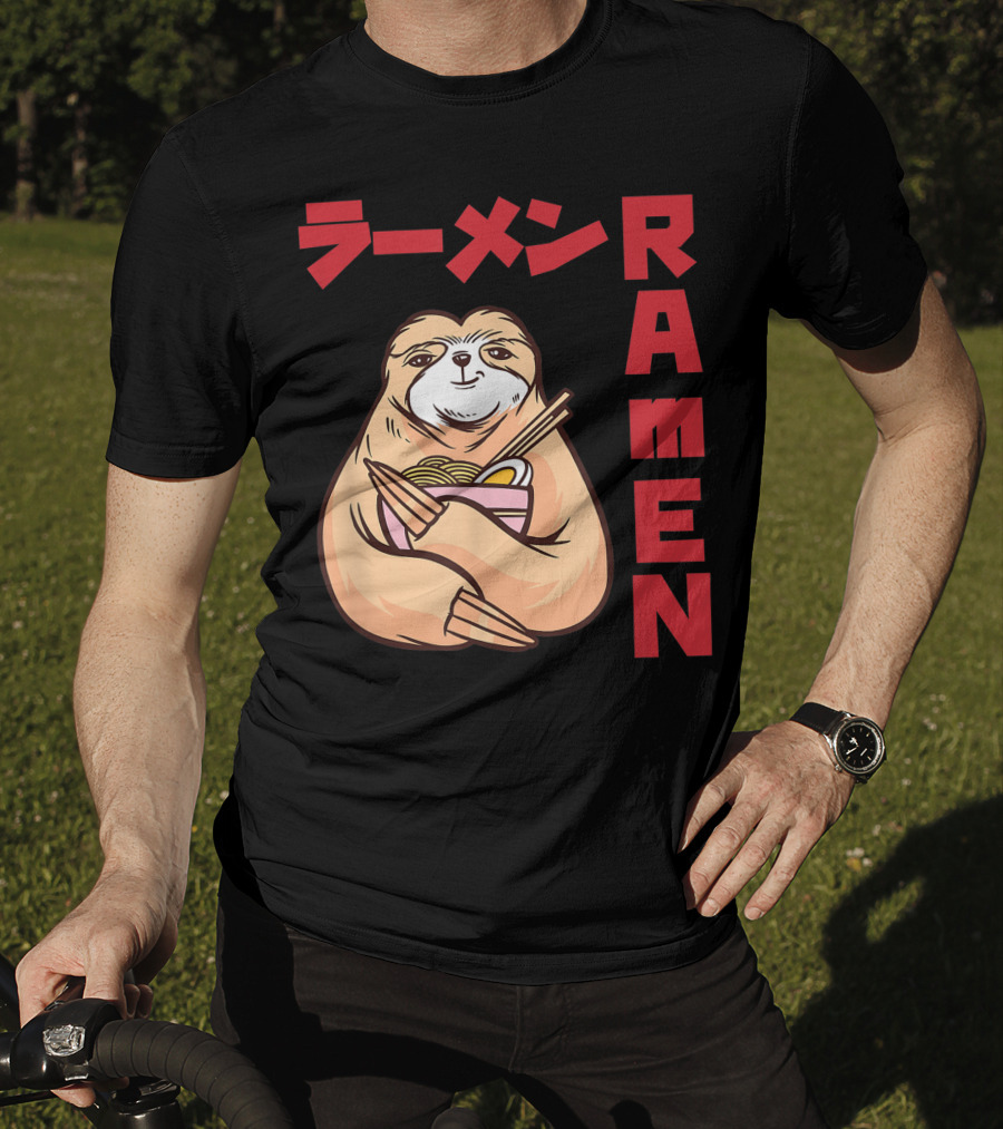 Kawaii Ramen Sloth Anime Noodles Japanese Sketching T-Shirt