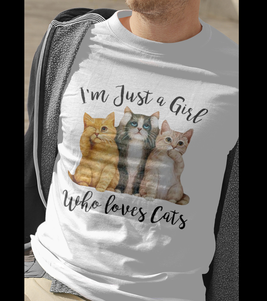 I'm Just A Girl Who Loves Cats With Cute Cat Trio T-Shirt