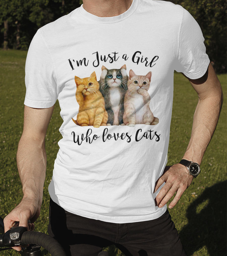I'm Just A Girl Who Loves Cats With Cute Cat Trio T-Shirt