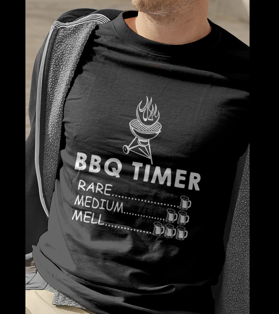BBQ Timer Rare Medium Measured By Beer Mugs T-Shirt