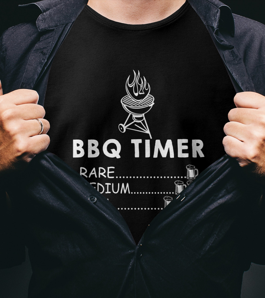 BBQ Timer Rare Medium Measured By Beer Mugs T-Shirt