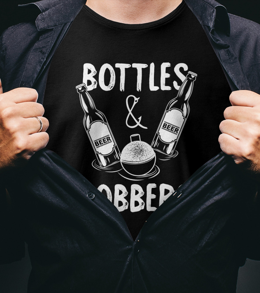 Bottles And Bobbers Beer Fishing Humor T-Shirt