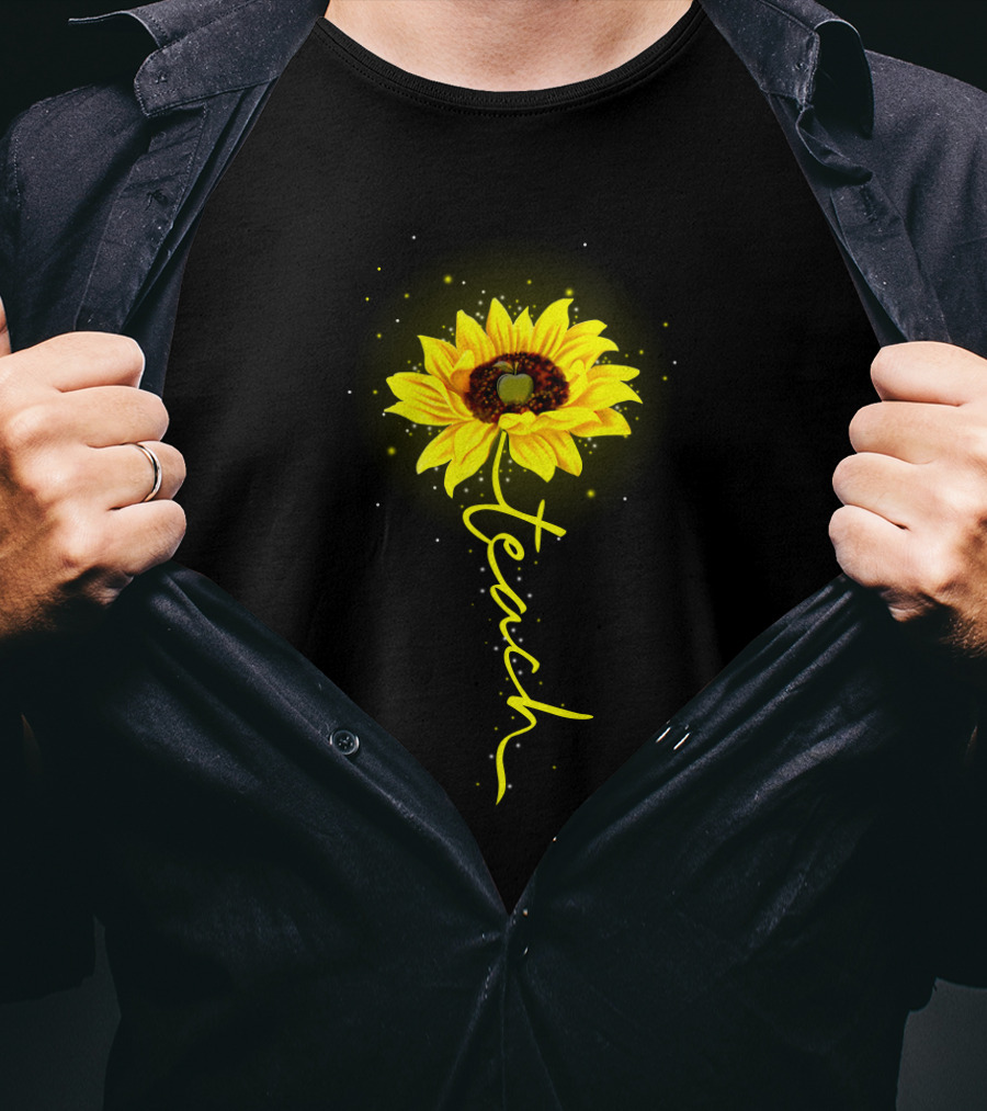 Sunflower Blossom With Teach Script T-Shirt