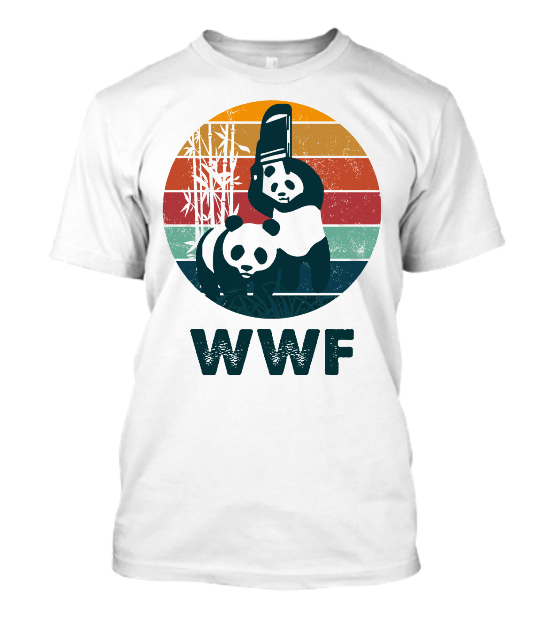 WWF Panda Retro Bamboo Scene T-Shirt