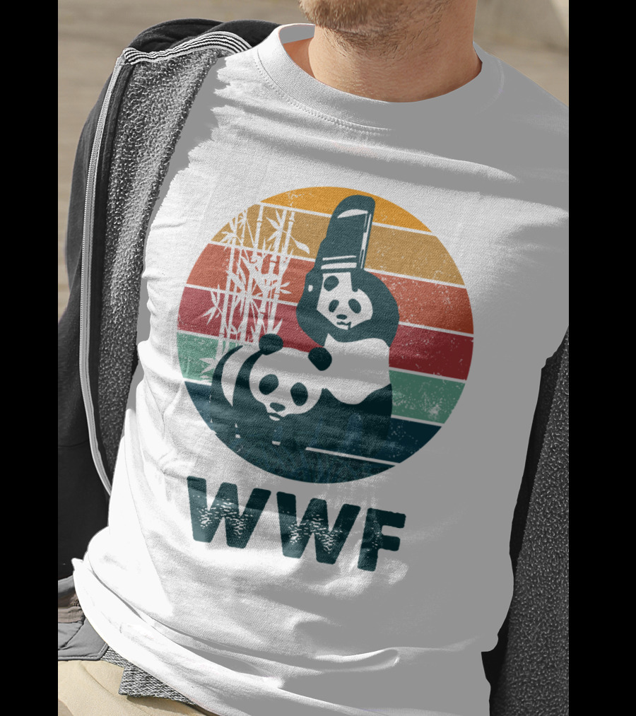 WWF Panda Retro Bamboo Scene T-Shirt