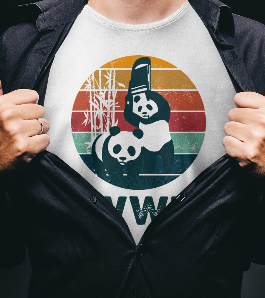 WWF Panda Retro Bamboo Scene T-Shirt