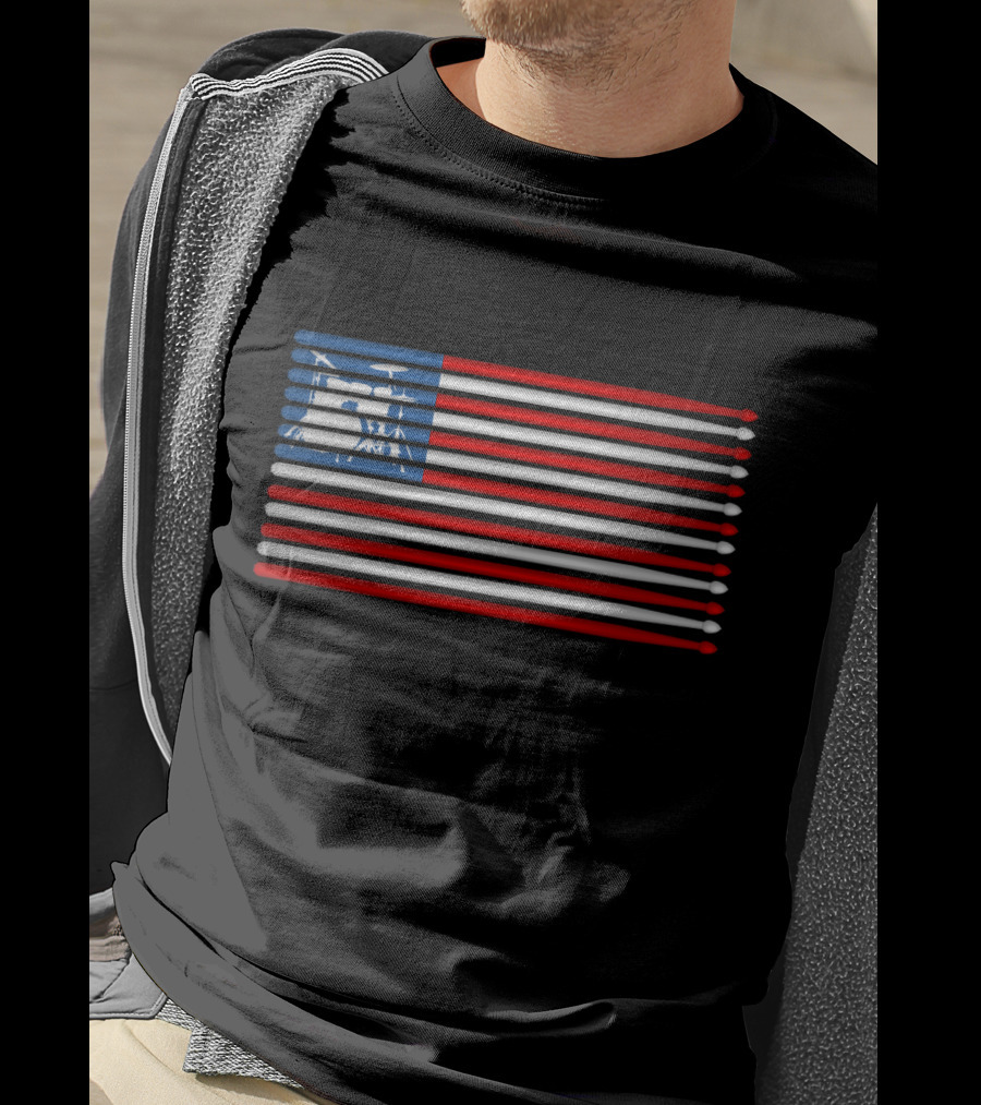 American Drum Kit Drumsticks Flag T-Shirt