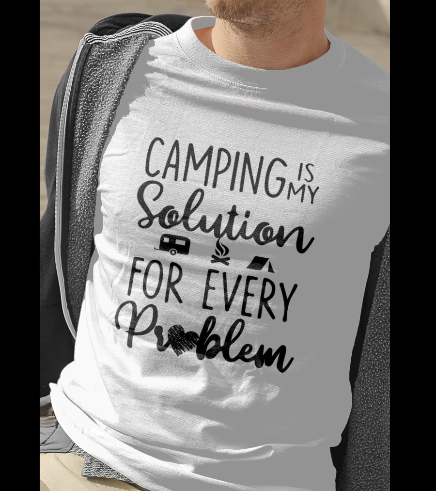Camping Is My Solution With Camper And Tent Icons For Every Problem T-Shirt