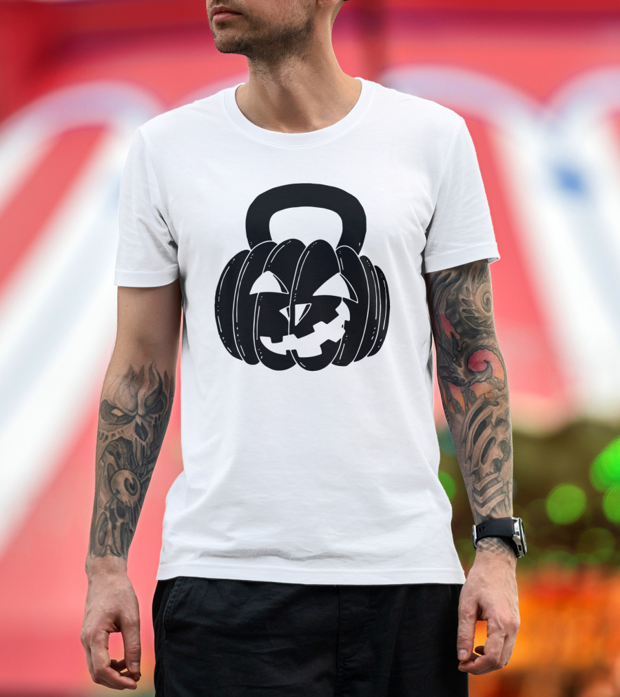 Pumpkin Halloween Kettlebell Fitness Jack-O'-Lantern T-Shirt