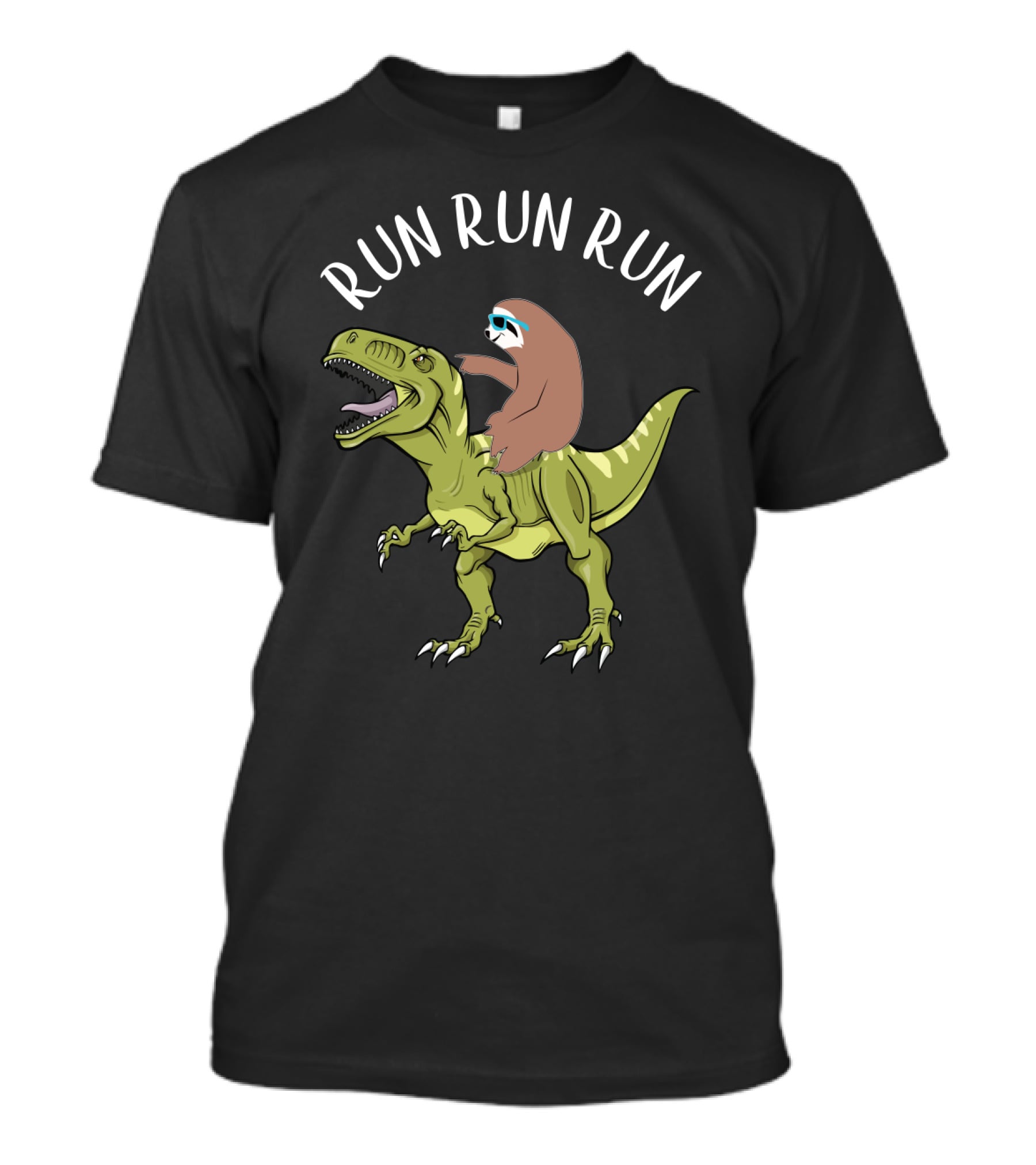 Run Run Run Sloth Riding Dinosaur T-Shirt