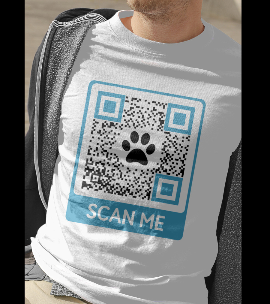 Scan Me QR Code With Dog Paw T-Shirt