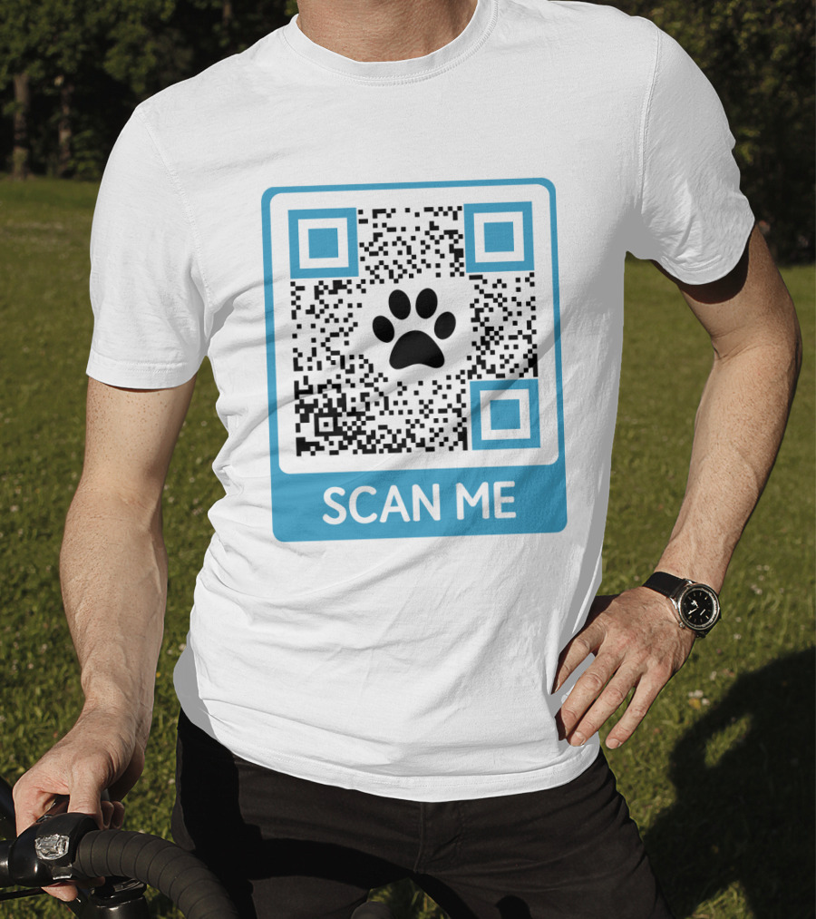 Scan Me QR Code With Dog Paw T-Shirt
