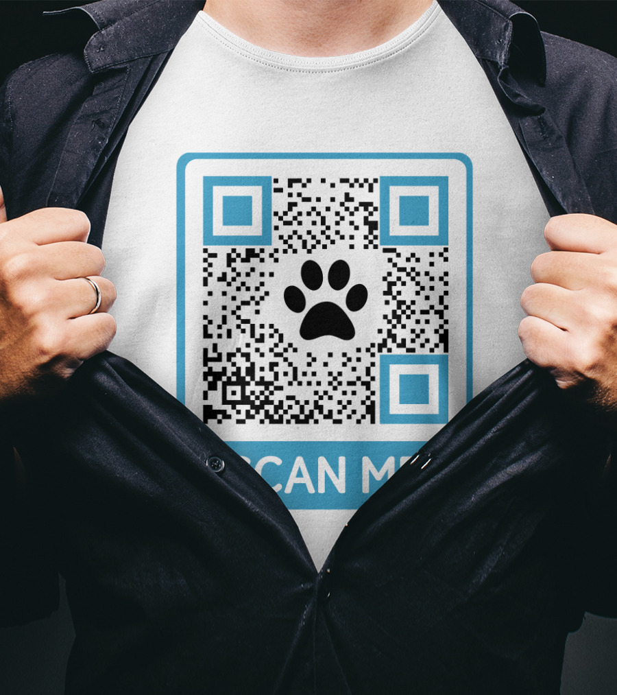Scan Me QR Code With Dog Paw T-Shirt
