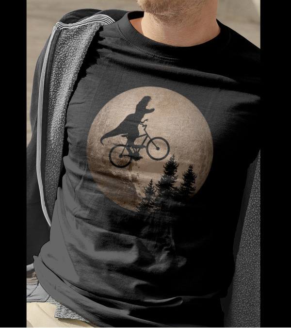 T Rex Riding A Bicycle Across Pluto T-Shirt