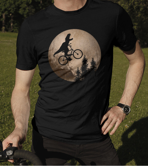 T Rex Riding A Bicycle Across Pluto T-Shirt