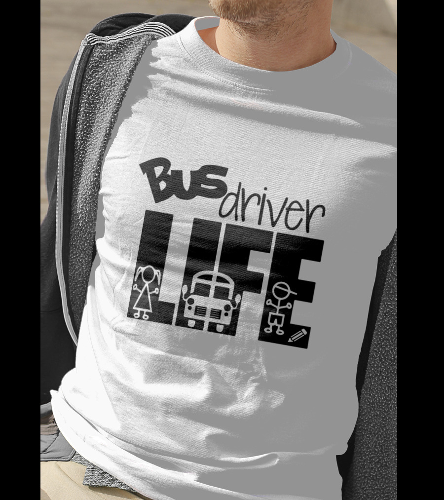 Bus Driver Life With Kids And School Bus Elements T-Shirt
