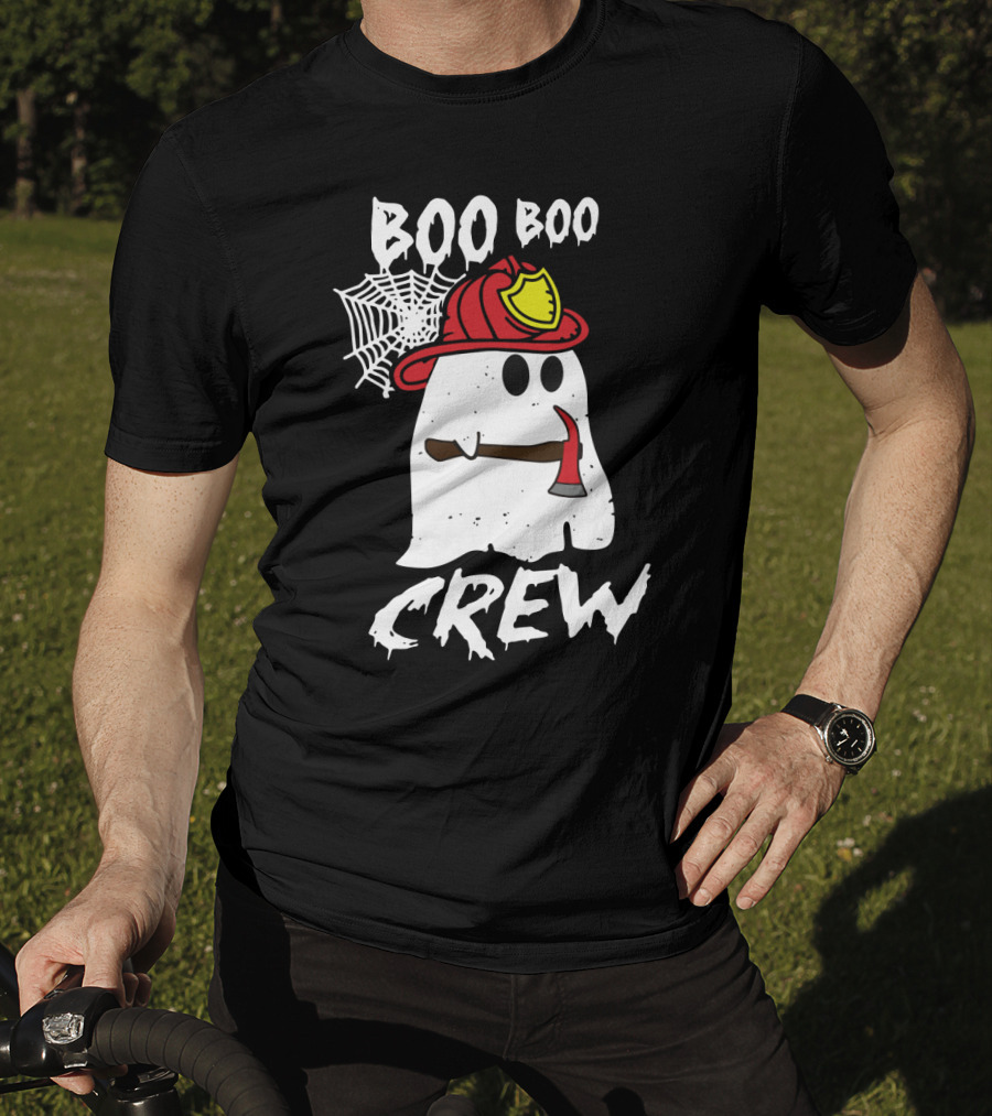 Boo Boo Firefighter Crew Ghost With Axe And Helmet T-Shirt