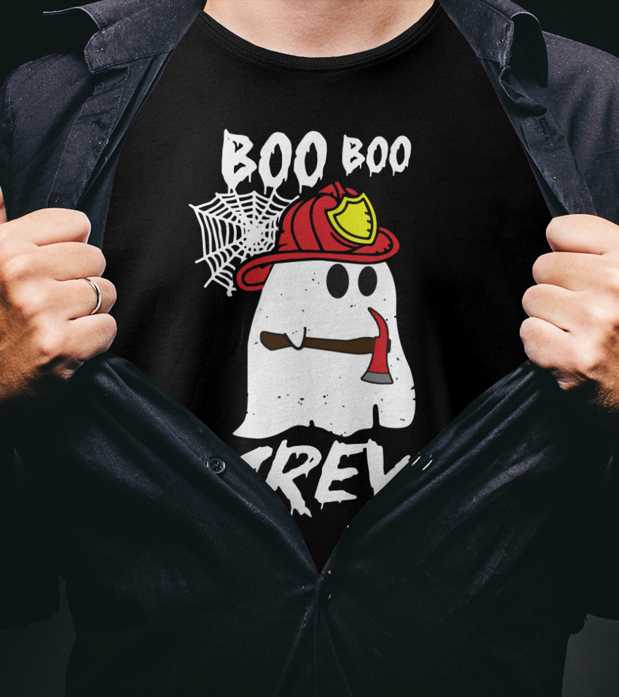 Boo Boo Firefighter Crew Ghost With Axe And Helmet T-Shirt