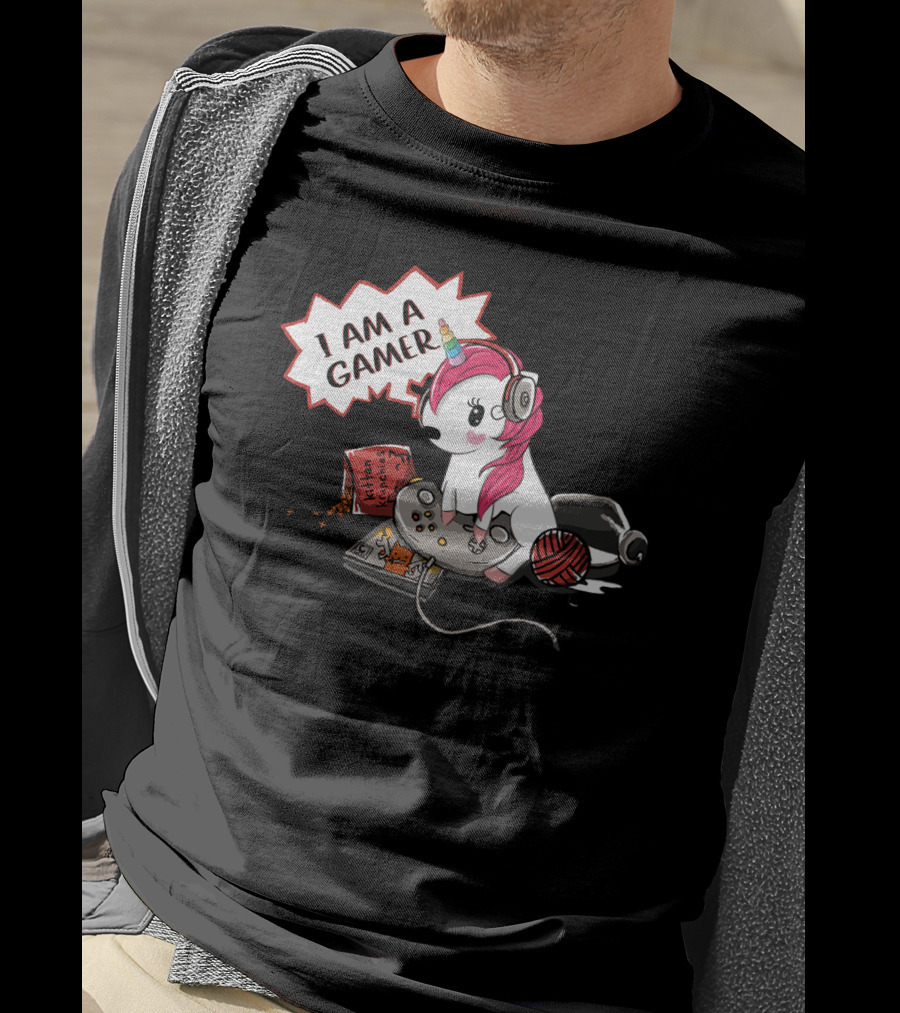 I Am A Gamer Unicorn Headset Controller Fantasy Adventure T-Shirt