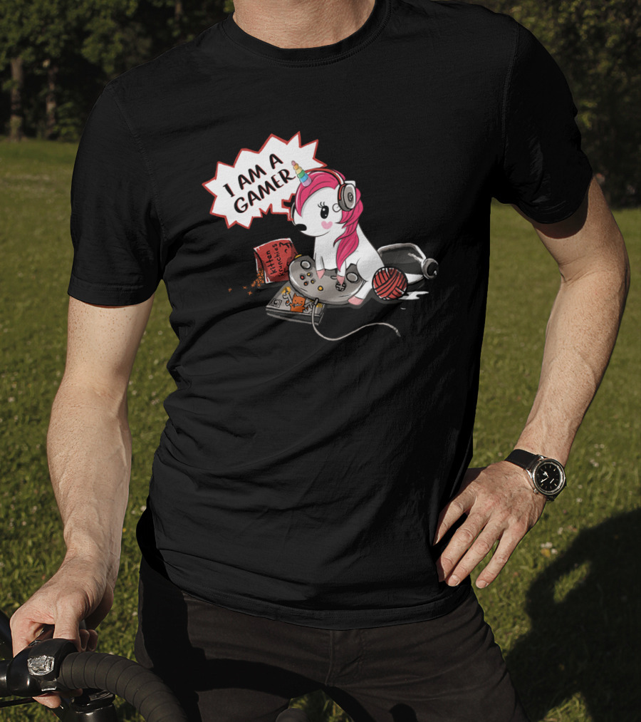 I Am A Gamer Unicorn Headset Controller Fantasy Adventure T-Shirt