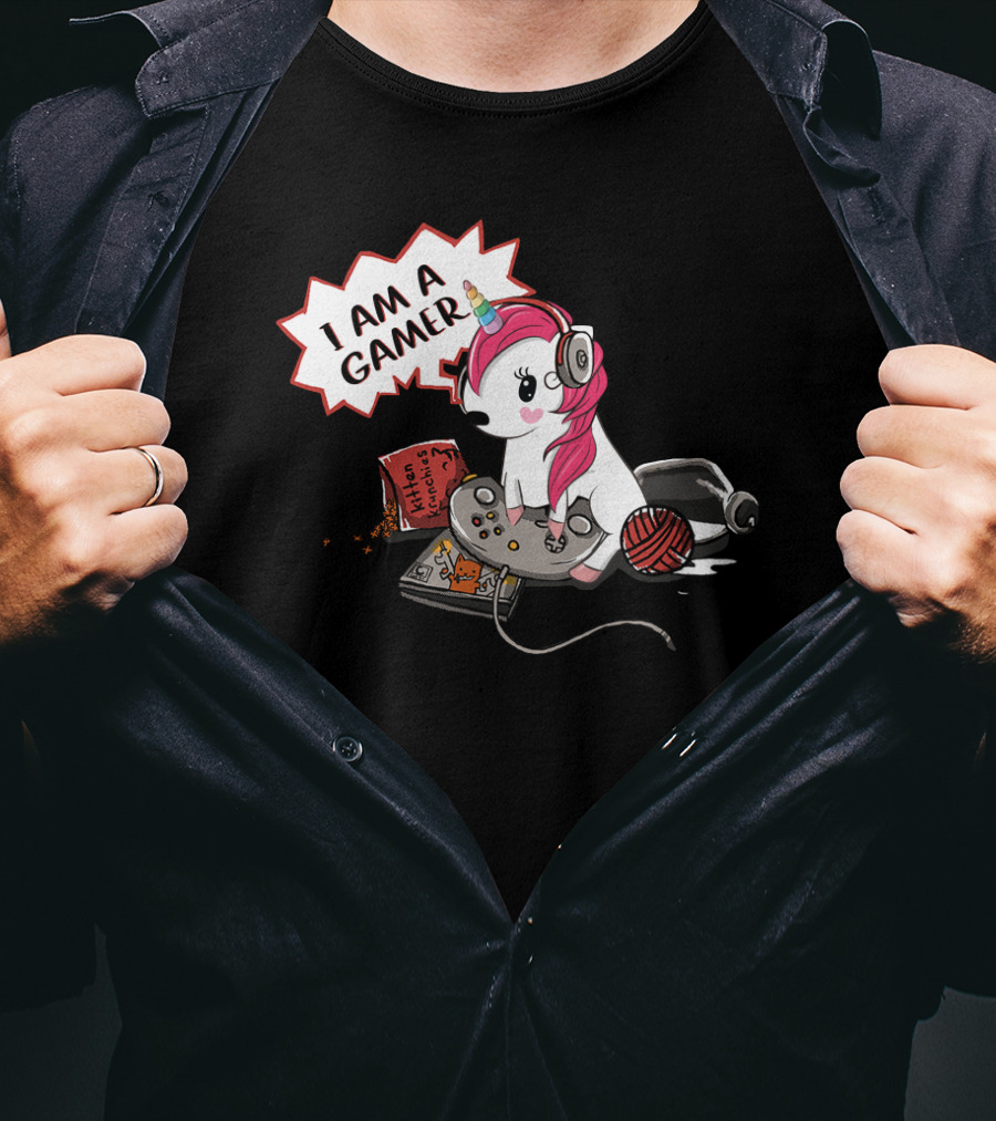 I Am A Gamer Unicorn Headset Controller Fantasy Adventure T-Shirt