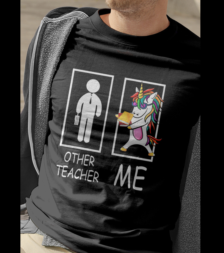 Other Teacher And Me Unicorn Flossing With Rainbow Mane T-Shirt