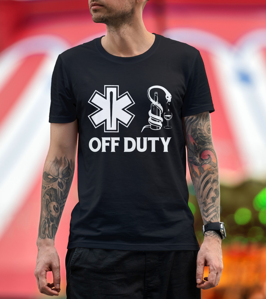EMT Off Duty Symbol with Wine and Snake T-Shirt