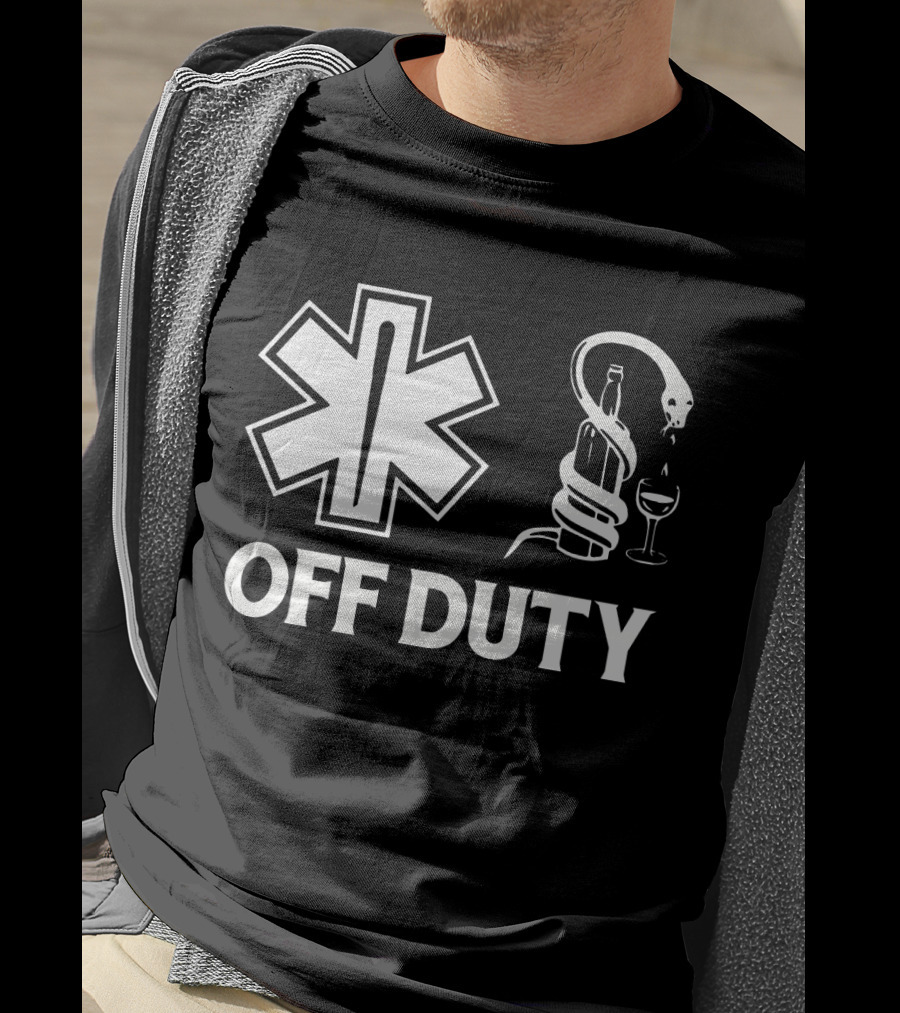 EMT Off Duty Symbol With Wine And Snake T-Shirt